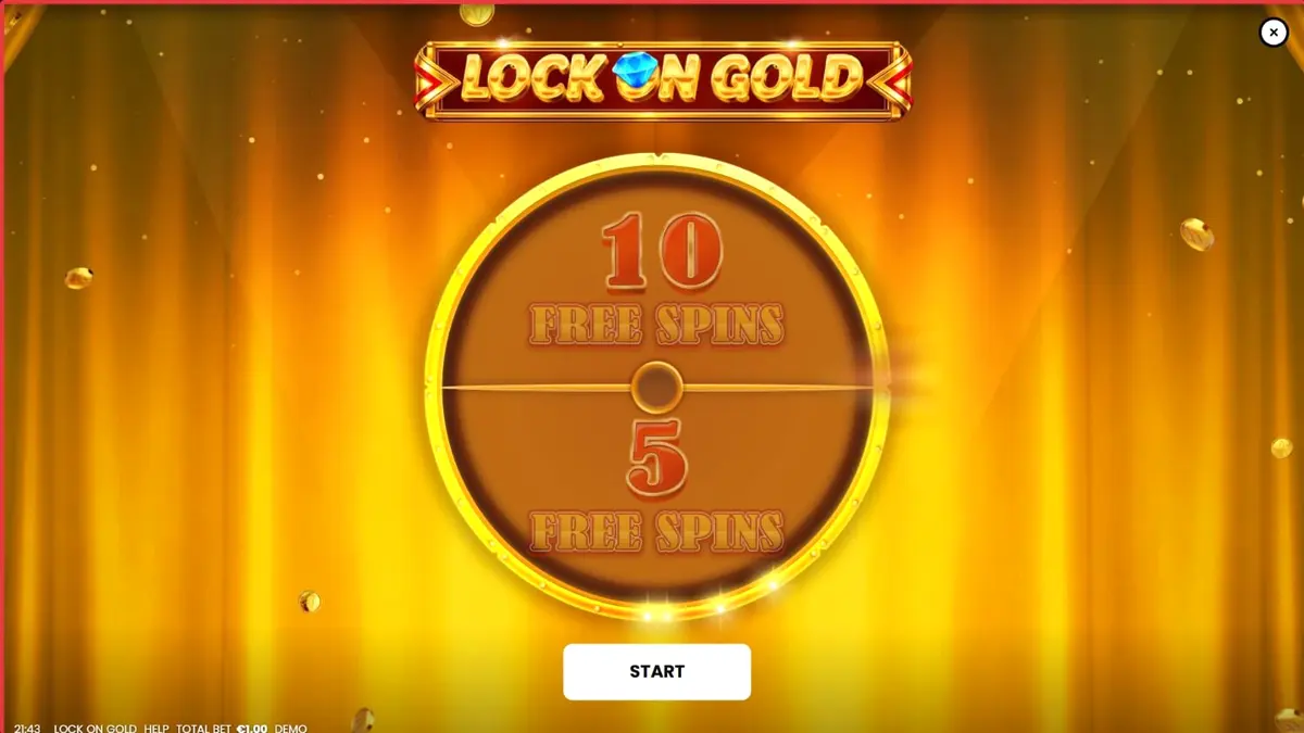 Tampilan visual slot Lock On Gold dengan simbol batangan emas dan latar belakang teater mewah.